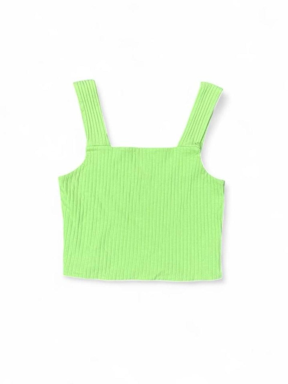 American Eagle Neon Green Ribbed Square Neck Crop Top Women’s Size M